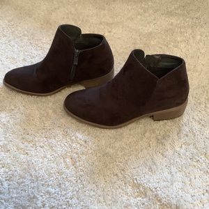 Dark grey suede booties. 7.5. Great condition.
